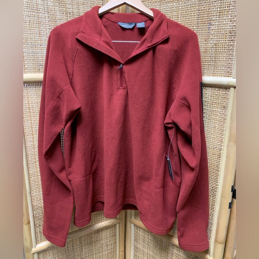 Eddie Bauer Red Quarter Zip Fleece Pullover | NWT | Medium